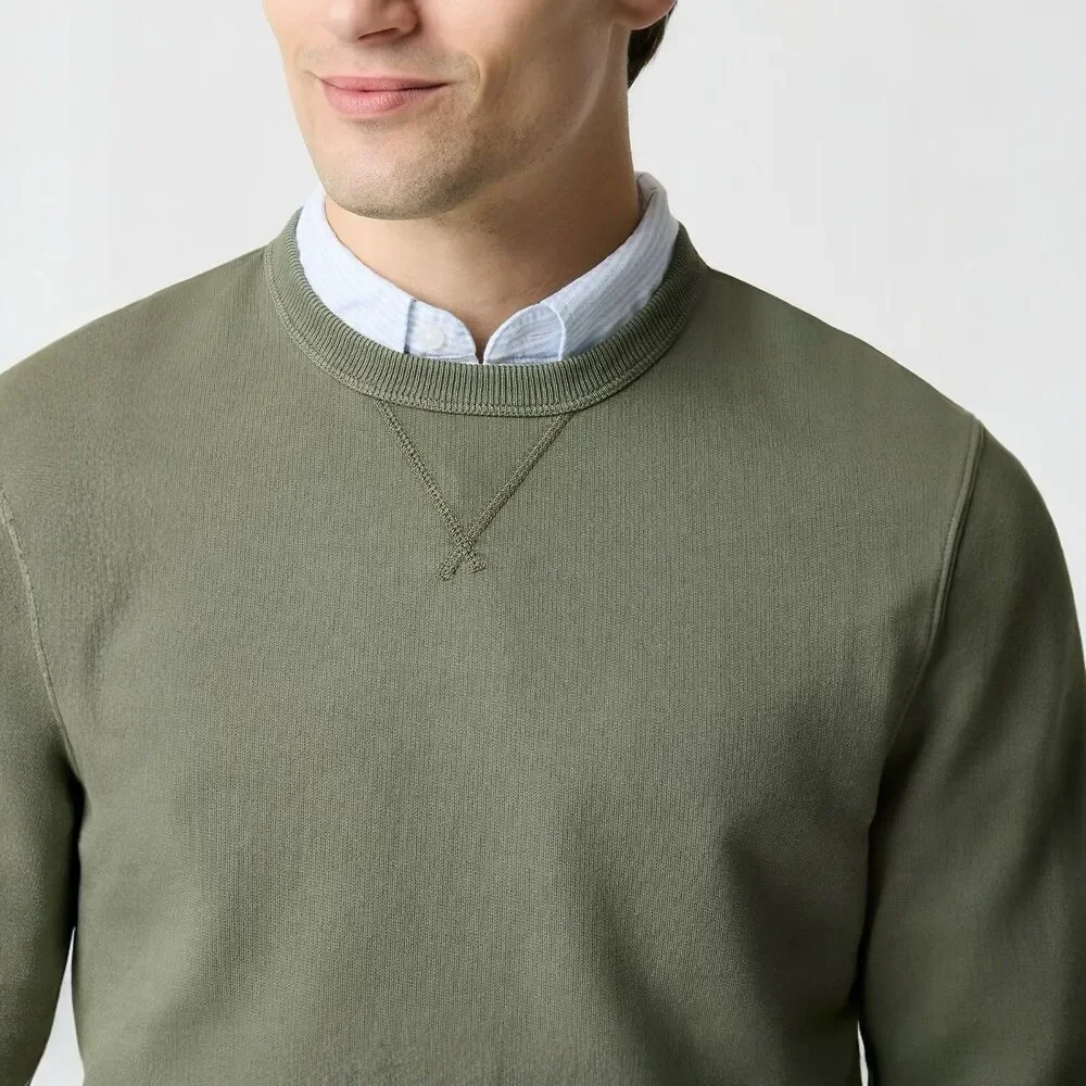 J Crew Sweatshirt Mens XL Green Sycamore Garment Dyed French Terry Crewneck NWT